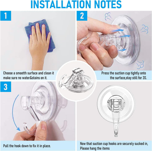 Quntis Suction Cup Hooks 4 Pack, Multi-Purpose Clear Shower Suction Hooks Waterproof Heavy Duty Wreath Hanger for Bathroom, Window, Towel, Shower ...