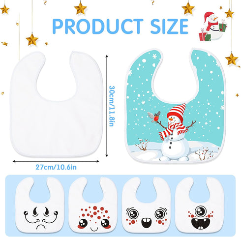 12 Pieces Sublimation Blank Baby Bib Heat Press White Baby Bib Printable Reusable Dribbler Bib Stain and Odor Resistant Feeder Drool Bib for Infan...