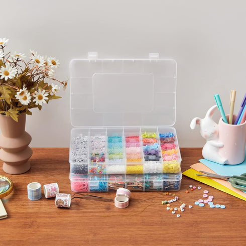 Lifewit 2 Pack 36 Grids Clear Stackable Plastic Organizer Storage Box Container with Adjustable Dividers for Beads, Art DIY, Crafts, Jewelry, Fish...