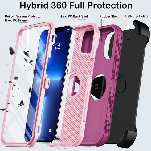 for iPhone 13 Pro Case with Belt Clip Holster & Kickstand,Built-in Screen Protector,Heavy Duty Shockproof Drop Protection Military Grade Full Body...