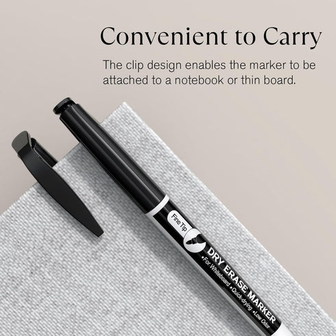 MaxGear Dry Erase Markers, 15 Count Fine Tip Dry Erase Markers Black, Fine Point Dry Erase Markers Low Odor, White Board Dry Erase Markers Bulk, T...