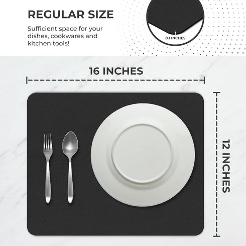 Super Absorbent Dish Drying Mat – 16X12 Coffee Mat for Countertops – Non-Slip Drying Mat for Kitchen Counter – Easy to Clean Water Absorbent Mat (...