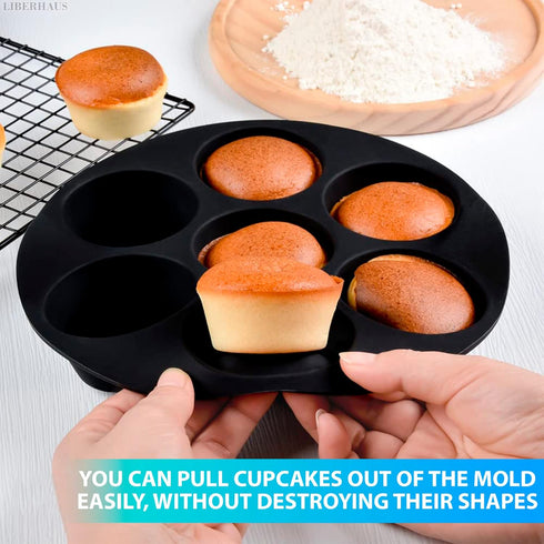Air Fryer Muffin Pan (7 Cups) — Silicone Muffin Pans for Baking & Freezing, Nonstick Air Fryer Silicone Egg Mold Compatible with 3.5-5.8L Fryers —...