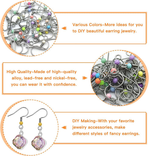 120pcs Hypoallergenic Earring Hooks for Jewelry Making,Ear Wires Fish Hooks French Wire Hooks Colorful Fish Hook Earrings French Ear Wires for DIY...