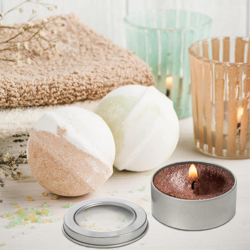 Yesland 30 Pack 2 Ounce Metal Tin Cans - Round Empty Containers with Clear Top for Candles, Arts & Crafts, Storage in Kitchen & Office Use...