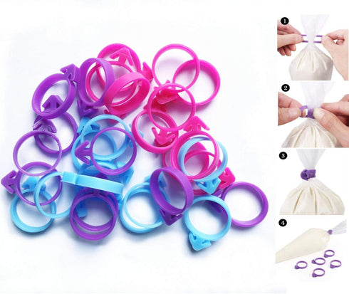 30-Piece Set Plant Twist Ties for Icing Bag and Silicone Decoration Bag - Cake Decorating Supplies for Cookies and Pastry (10 Light Purple, 10 Blu...
