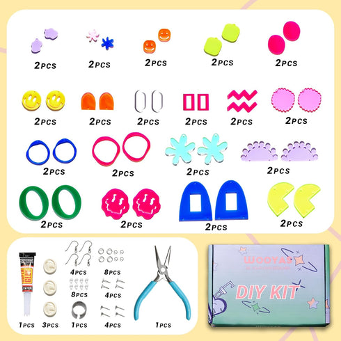 WOOYAS Jewelry Making Kit 120?Pcs Playground Theme Earring Making Kit 6-8 Pairs Fashion Colorful DIY Acrylic Earrings Kits for Women...