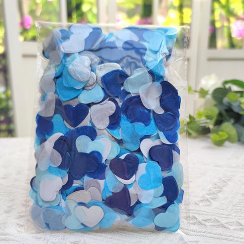 Blue Silver Tissue Paper Heart Confetti Wedding Engagement Bridal Shower Decor Table scatter 1 Inch Pack of 6000...