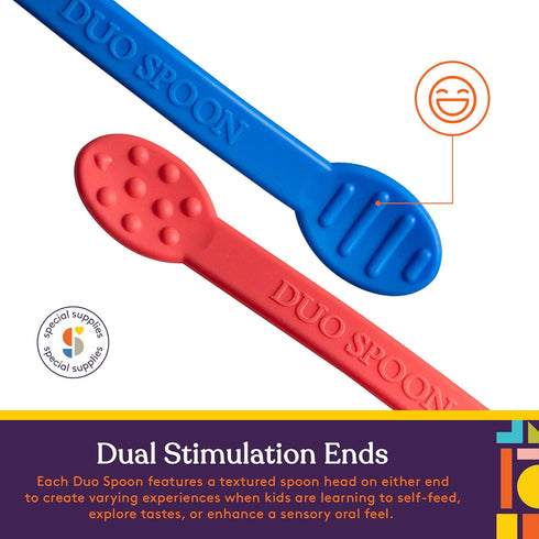 Special Supplies Duo Spoon Oral Motor Therapy Tools, 3 Pack, Textured Stimulation and Sensory Input Treatment for Babies, Toddlers or Kids, BPA Fr...