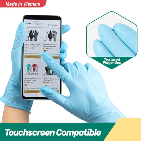 Nitrile Gloves D1, Nitrile Disposable Gloves for Cleaning, Food Prep, Industrial Grade, Non-Sterile, Food Safe, Powder & Latex Free, Touchscreen, ...