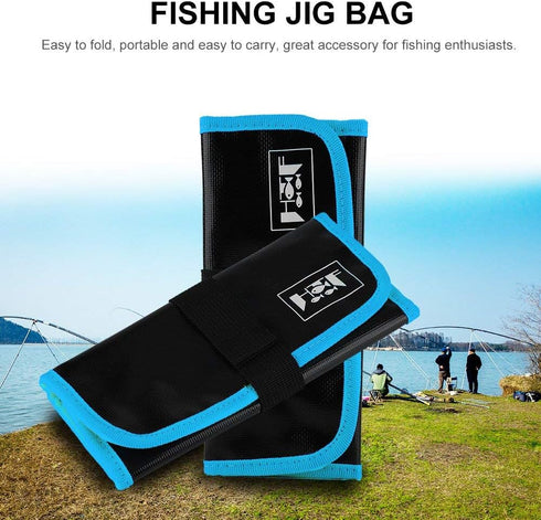 Jig Bag,Fishing Lure Jig Bag Waterproof PVC Pockets Bags Fishing Tackle Gear Tools Accessories Bag 31x22cm/12.2x8.6inch(Blue) Slow Jig Case Calcut...