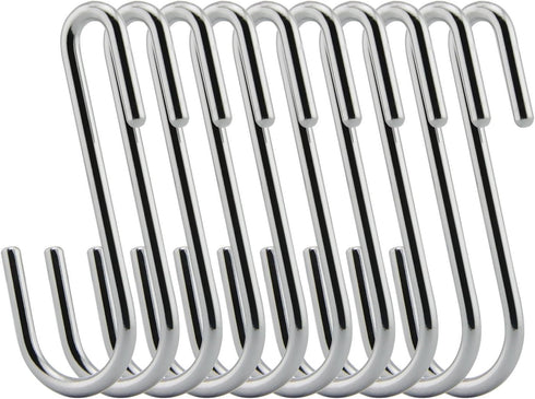 Chrome Finish Steel S hook Cookware Universal Pot Rack Hooks Sturdy Hanging Hooks - Multiple uses for Kitchenware, Pots, Utensils, Plants, Towels ...