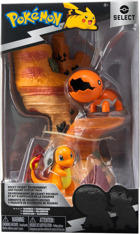 Pokémon Desert Rocks Environment - 6-Inch Multi-Level Display Set with Two 2-inch Battle Figures...