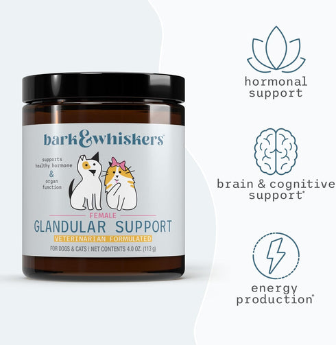 Bark & Whiskers Female Glandular Support, 4 Oz. (113 g), 75 Scoops, Supports Healthy Hormone and Organ Function, Veterinarian Formulated, Non-GMO,...