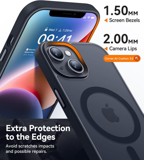 CANSHN for iPhone 14 Case/iPhone 13 Case, Compatible with MagSafe, Translucent Matte Back Slim Shockproof Phone Cover, Black......