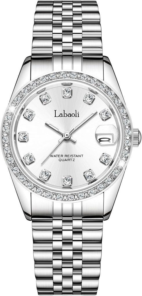 Metal Bracelet Strap Waterproof Watches for Women Quartz, Calendar Women's Watches Chronograph Women's Wrist Watches (Silver+Silver)...