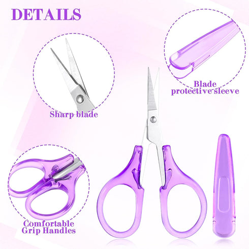 3.4 Inch Craft Scissors, 2 Pcs All Purpose Scissors Scrapbooking Scissors Straight Cutting Mini Scissors with Protective Cover for Embroidery Quil...