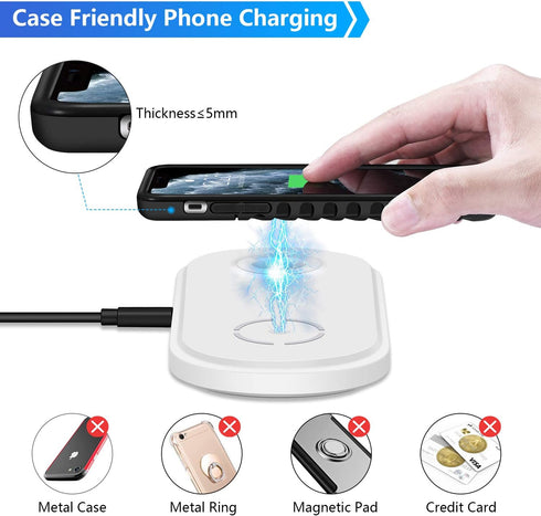 MFi Certified 2-in-1 Wireless-Charger-for-Watch-iPhone Airpods 10W Fast Qi Wireless-Charging-Mat iWatch Charger Pad Station for iPhone 13/13 Pro/1...