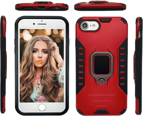 MODOS LOGICOS Case for iPhone SE 2022 / iPhone SE 2020 / iPhone 7 / iPhone 8 4.7”, Dual Layers Protective Case with 360 Metal Rotating Ring Kickst...