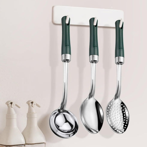 3-Piece 11-in Serving Spoons Set, Stainless Steel Cooking Spoons in Kitchen Large Buffet Serving Utensils Set, Easy to Clean, for Home Hotel Resta...