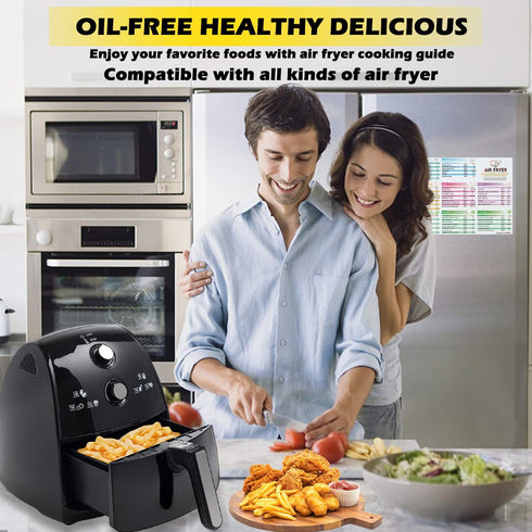Air Fryer Magnetic Cheat Sheet Cookbook Cooker Accessories Big Magnet 11''x8'' Cooking Times Chart Kitchen Hot Air Frying Useful Guide Cookbook Re...