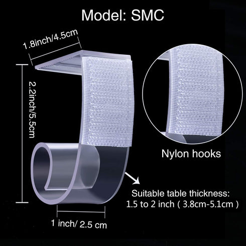 Boao 25 Pieces Table Skirting Clips SMC Model Plastic Tablecloth Clips for Table 1.5-2 Inch with Hook and Loop for Meeting Party Indoor Outdoor Ev...