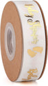 40 Yards Baby Shower Ribbon Welcome Baby White and Gold Ribbon Assorted Foot Print Ribbons for Crafts Cake Birthday,Gift Wrapping, Party Decoratio...