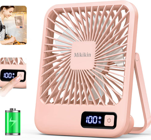 Table Fan Battery Rechargeable Fan, 2000mAh 180° Foldable Portable Personal Fan With Power Display, Ultra Quiet Desktop Fan Suitable for Home Offi...