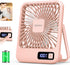 Table Fan Battery Rechargeable Fan, 2000mAh 180° Foldable Portable Personal Fan With Power Display, Ultra Quiet Desktop Fan Suitable for Home Offi...