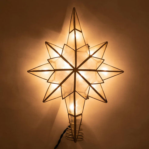 Kurt Adler UL0214/C 10-Light Capiz Star of Bethlehem Clear Treetop...