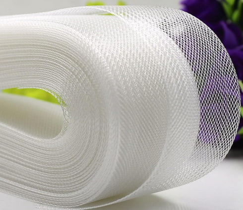 Abbaoww Stiff White Horsehair Braid 5 Inch Wide 25 Yards for Sewing Wedding Dress Dance Gowns Accessories Shaping Trimming...