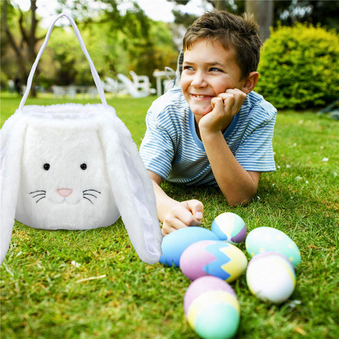 XinblueCo Plush Easter Bunny Basket Easter Buckets with Long Plush Ear Personalized Egg Hunting Easter Bags,BunnyEaster Tote Bags for Easter Decor...