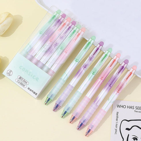 6 Pcs Erasable Gel Ink Pens Retractable Pens 0.5mm Blue Ink Pen Office School Pens Cute Aesthetic Pens Women Girls Pens (Blue Ink-Pastel)...