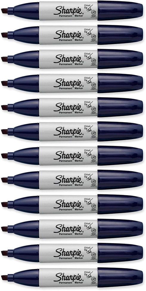 Sharpie Permanent Markers Chisel Tip Navy 12-Count Broad and Fine Strokes Marks on Most Surface Waterproof Smearproof Long Lasting Quikly Drying...