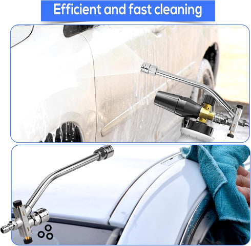 Pressure Washer Extension Wand, 1/4 Inch Quick Connectors Dual-Ended Curved Power Washer Extension Rod/Pole Power Washer Lance Cleaner Accessory f...
