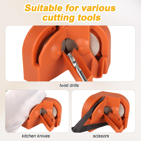 Multipurpose Drill Bit Sharpener, 4.25x2.6x0.94in Power Drill Bit Sharpeners Drill Bit Grinding Sharpener Tool with 3 Drill Bit Supports 2 Extra G...
