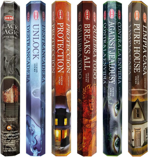 Hem Incense Sticks Variety Pack #21 and Incense Stick Holder Bundle with 6 Witchcraft Themed Fragrances...