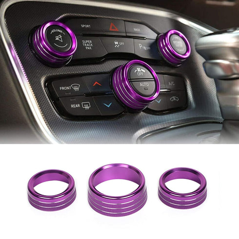 AC Knobs Conditioner Switch Button Cover Compatibility with 2015-2021 Challenger/Charger/Chrysler 300 300s 2013-2018 Ram 1500 2500 3500 Switch Vol...