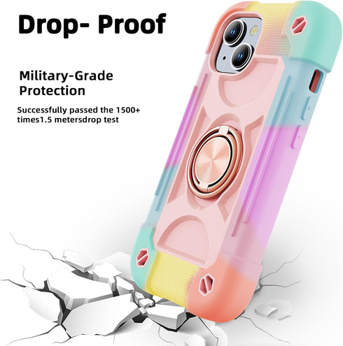 MARKILL Compatible with iPhone 15 Plus Case 6.7 Inch with Rotate Ring Stand, Military Grade Drop Protection Full Body Rugged Heavy Duty Protective...
