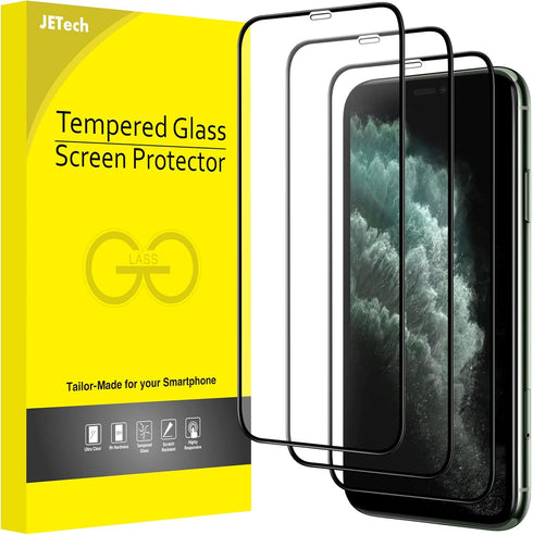 JETech Full Coverage Screen Protector for iPhone 11 Pro Max/iPhone XS Max 6.5-Inch, Black Edge, 9H Tempered Glass Film Case-Friendly, HD Clear, 3-...