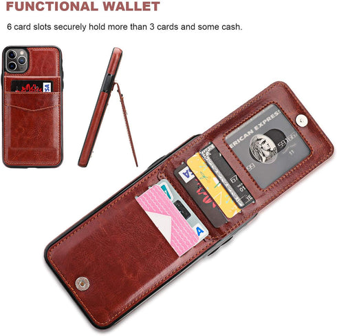 KIHUWEY Compatible with iPhone 11 Pro Max Case Wallet with Credit Card Holder, Premium Leather Magnetic Clasp Kickstand Heavy Duty Protective Cove...