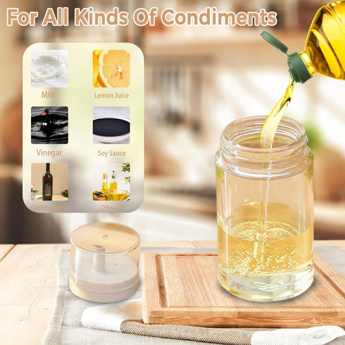 Small Glass Oil and Vinegar Dispenser Bottles - 3.4oz - Leakproof, Perfect for Kitchen Use...