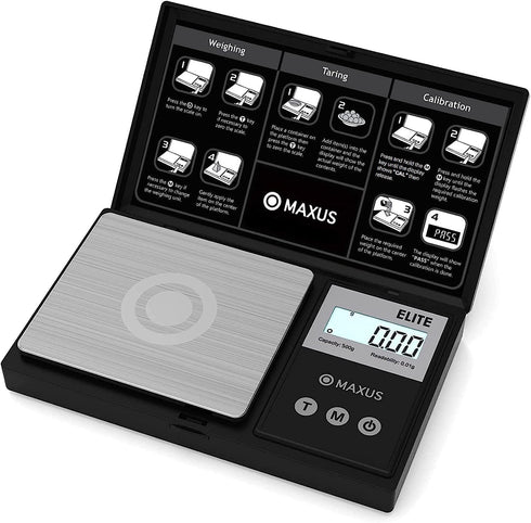 MAXUS Digital Pocket Gram Scale 500g x 0.01g High Precision with Tray, Weighs Small Food, Jewelry, Ounces, Grains, LCD Display, Tare Function...