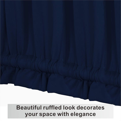 Aquazolax French Door Curtains Drapes - Readymade Solid Blackout Glass Door Side Panels 54x40 Inches Privacy with Tiebacks - 1 Piece, Navy Blue...