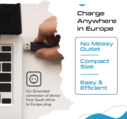 Ceptics SA-EU South Africa to Europe Schuko Grounded Plug Adapter (250V - Max 13A)...