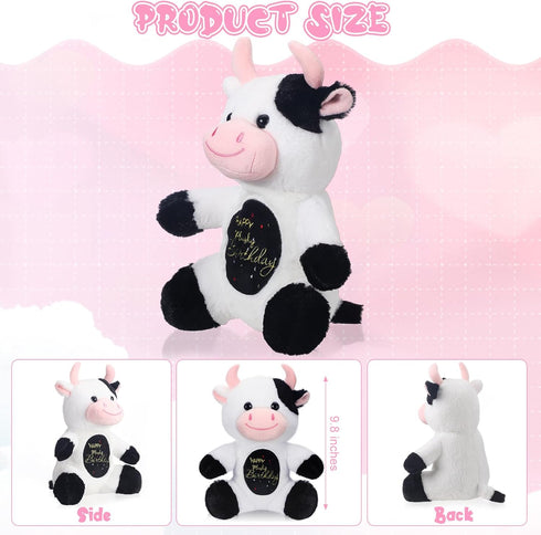 9.8" Happy Plushy Birthday Cow Toys Cow Stuffed Animals Cute Soft Birthday Cow Plush Gifts Birthday Party Decorations for Boys Girls...