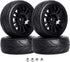 4-Pack 1:10 Scale RC On-Road Racing Tires and Wheels with Foam Inserts 12mm Hex Hub Fits for Traxxas Redcat Tamiya TT-02 (Color A)...