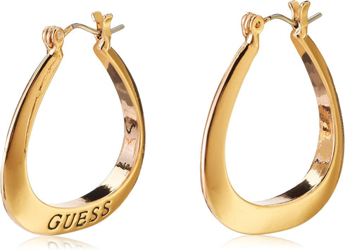 GUESS Basic Small Oval Logo Hoop Earrings...