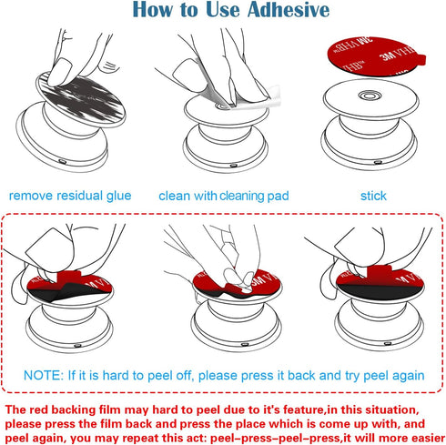 volport Extra 3M Tape Super Sticky Adhesive Replacement and Phone Magnet Sticker Disc for Reusing Grip Stand Socket Base, Circle Double Sided Car ...