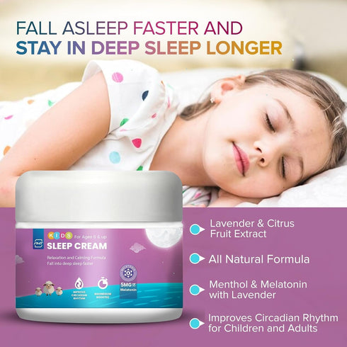Kids Sleep Cream by PMT, Natural Sleeping Aid Regulates Sleep Patterns to Fall Asleep Faster, Uses Natural Ingredients Menthol & Lavender, Improve...